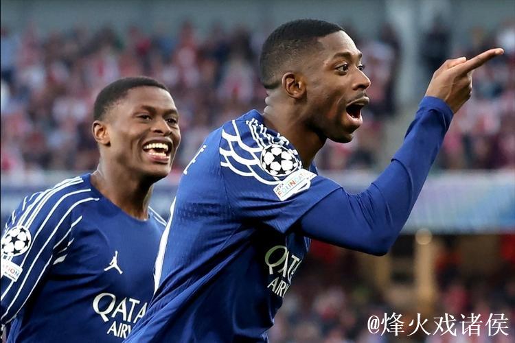 法甲-登贝莱双响炮 巴黎4-1大胜摩纳哥领跑13分